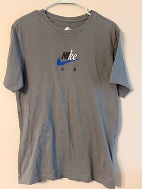 Nike Air Short Sleeve Tee - Gray with Blue Swoosh